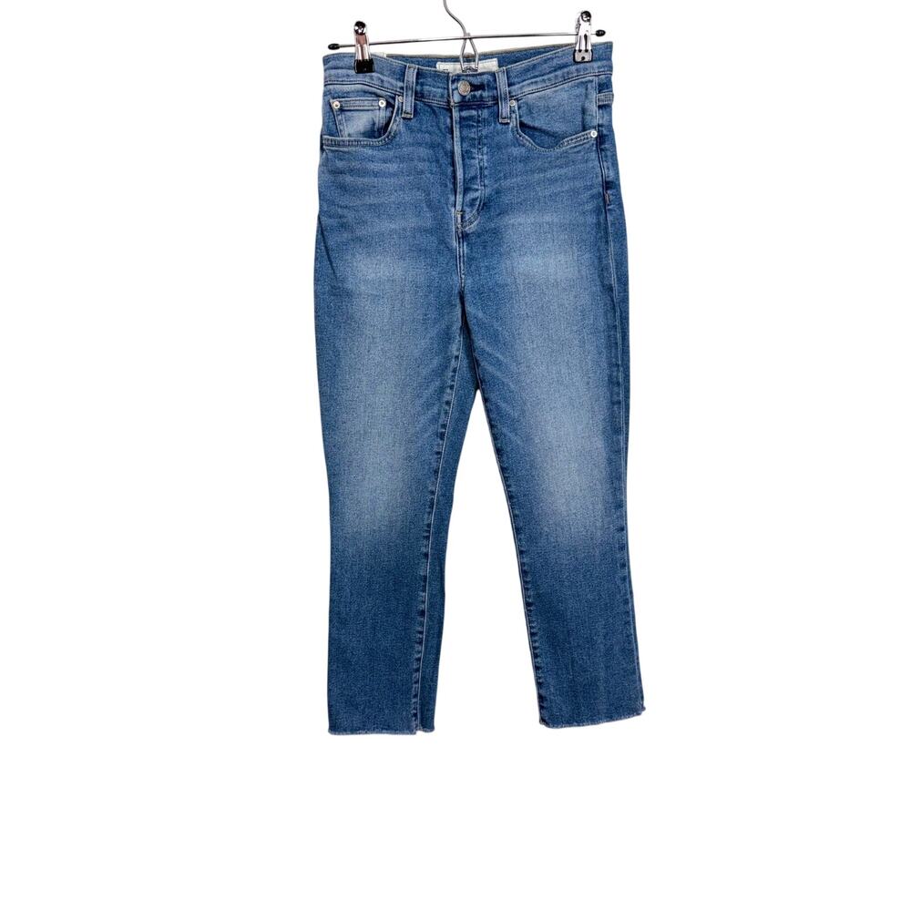 Frank & Eileen Cork Everyday Straight Leg jeans blue denim button fly raw hem 28